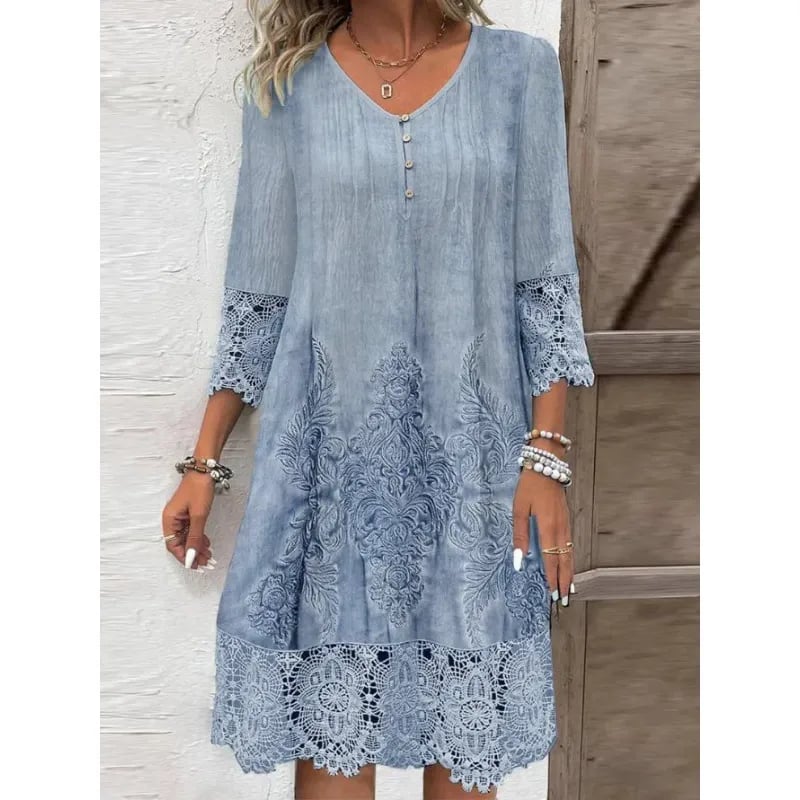 Lace-Trim A-Line Dress