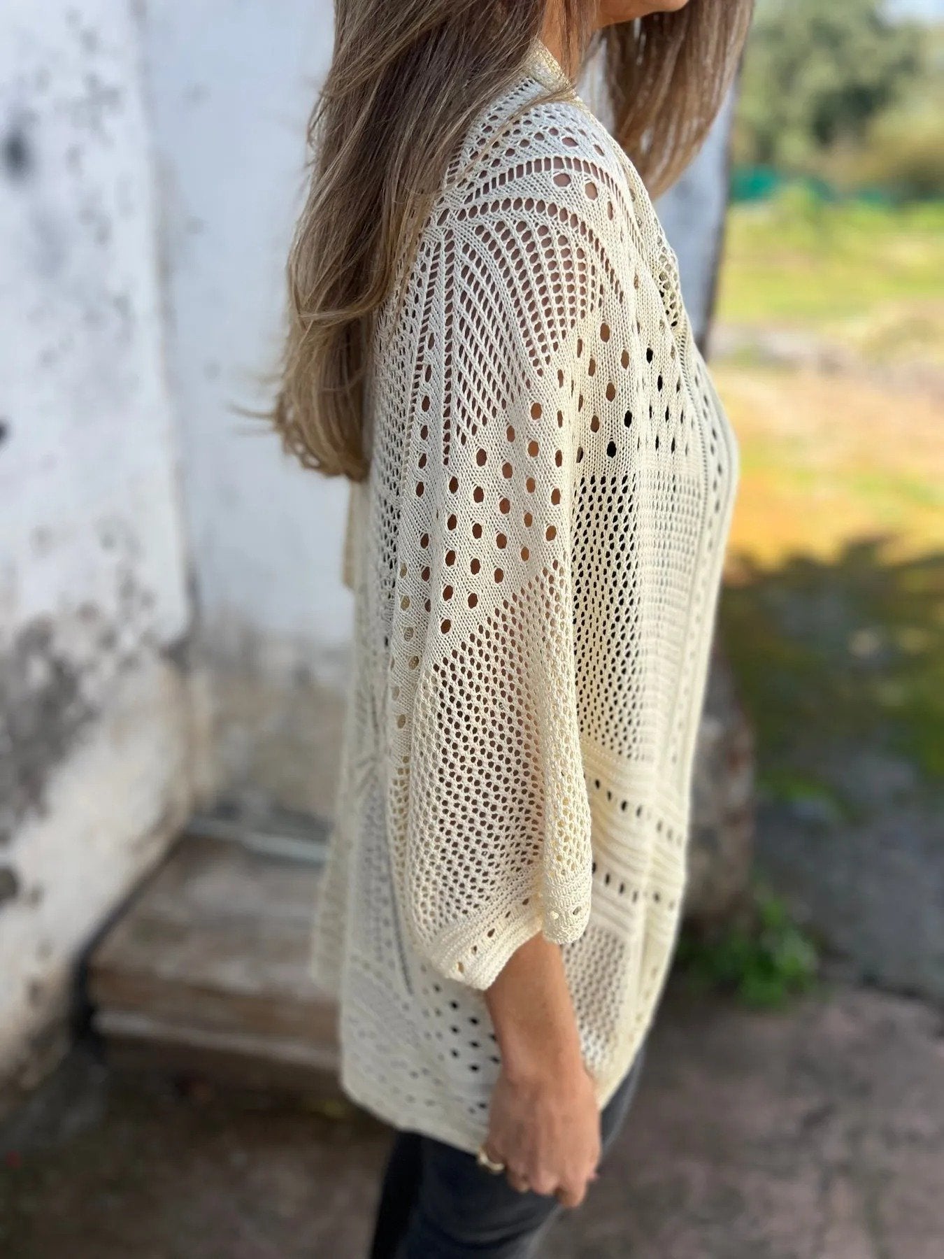 Hollow Half Sleeve Cardigan