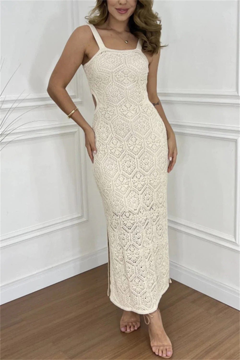 Cutout Side Slit Maxi Tank Dress -Elegant & Breezy(buy 2 free shipping)