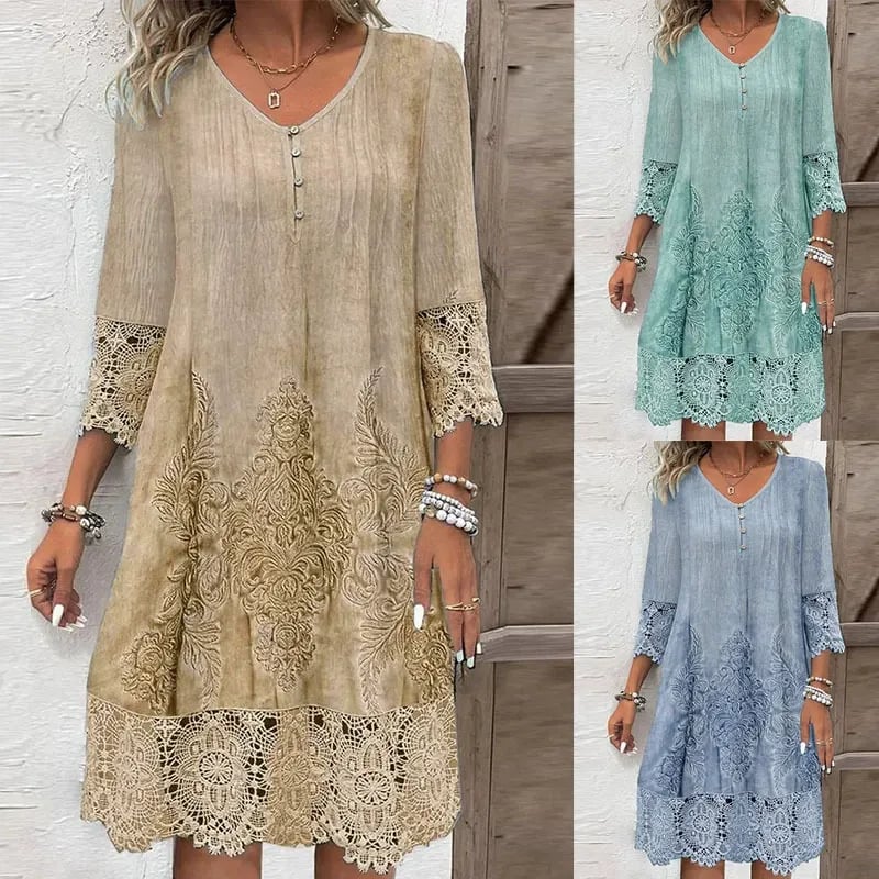 Lace-Trim A-Line Dress