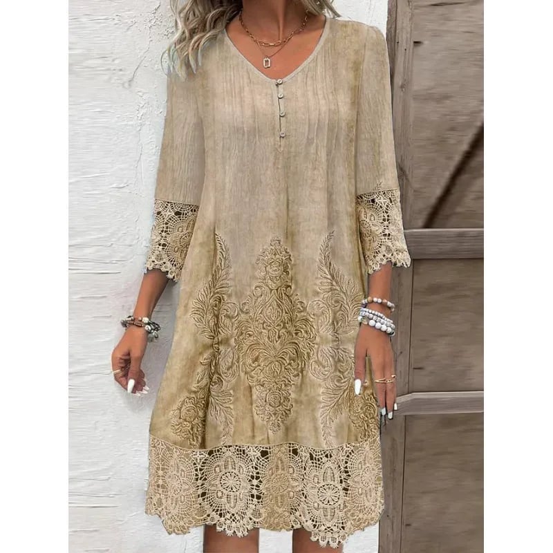 Lace-Trim A-Line Dress