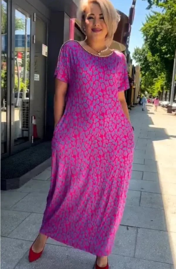 2025 Fashionable Print Chic Maxi Dress with Pockets