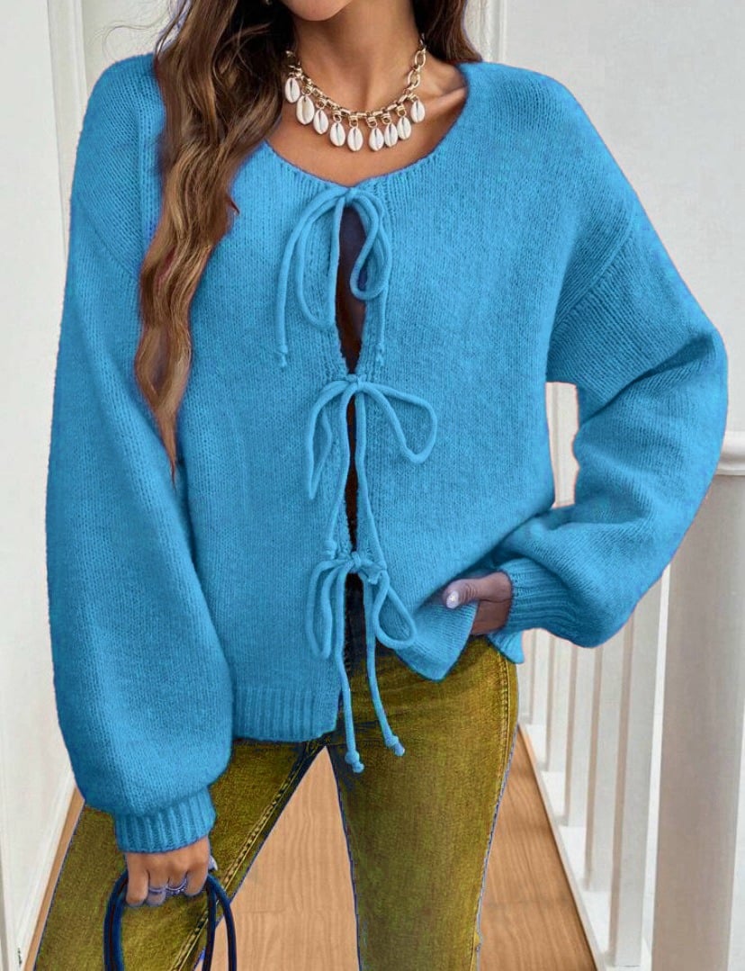 Gunilla knitted cardigan with tie details - Beige
