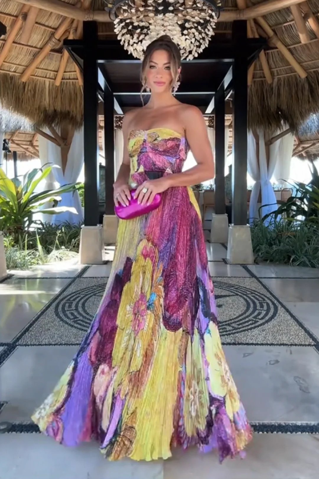 Alexine – Pleated Texture – Floral Maxi Dress