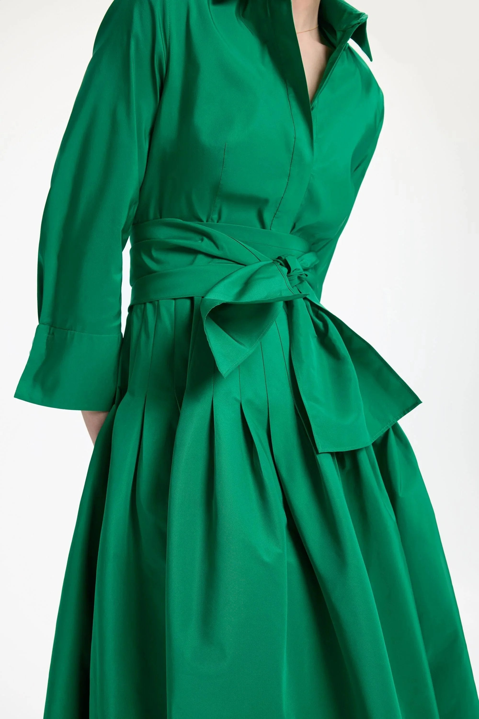Green Long Sleeve Shirt Dress