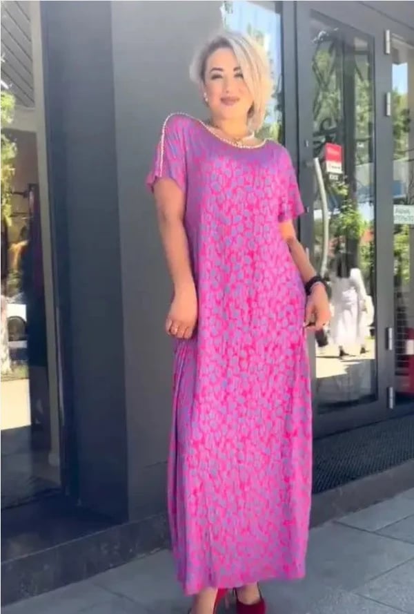 2025 Fashionable Print Chic Maxi Dress with Pockets