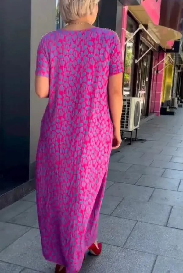 2025 Fashionable Print Chic Maxi Dress with Pockets