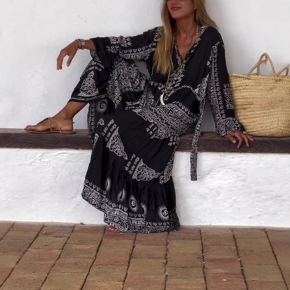 Bohemian Ethnic Print Vacation Dress