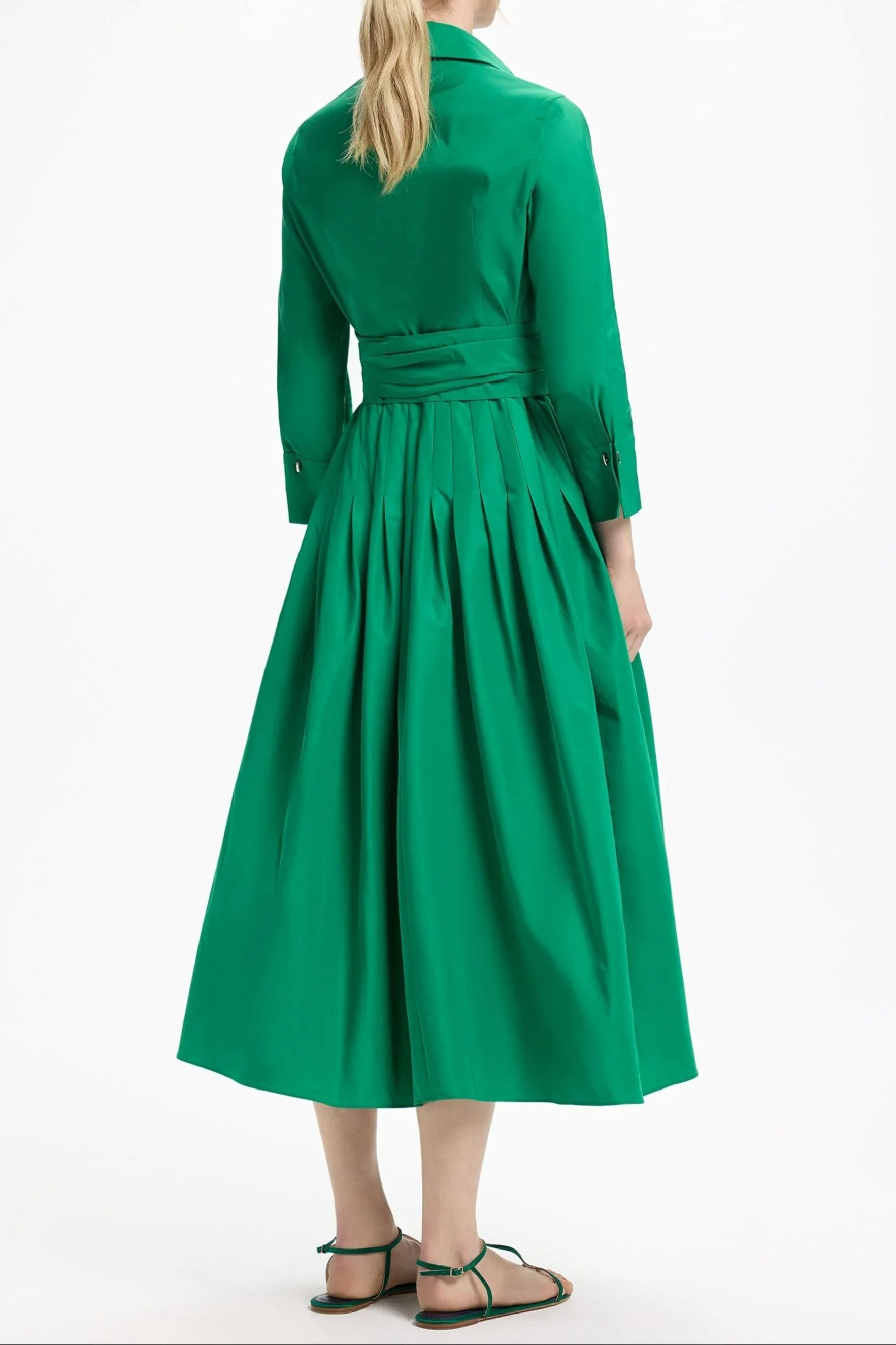 Green Long Sleeve Shirt Dress