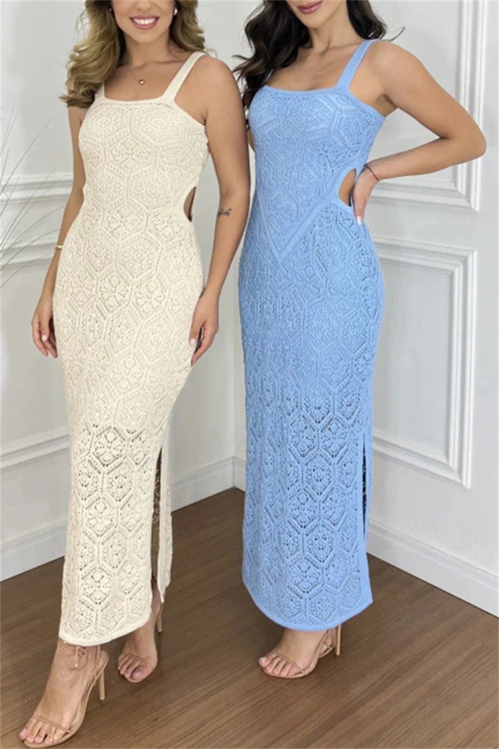 Cutout Side Slit Maxi Tank Dress -Elegant & Breezy(buy 2 free shipping)