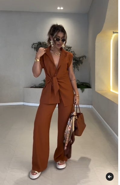 Chic Tie-Front Outfit Set