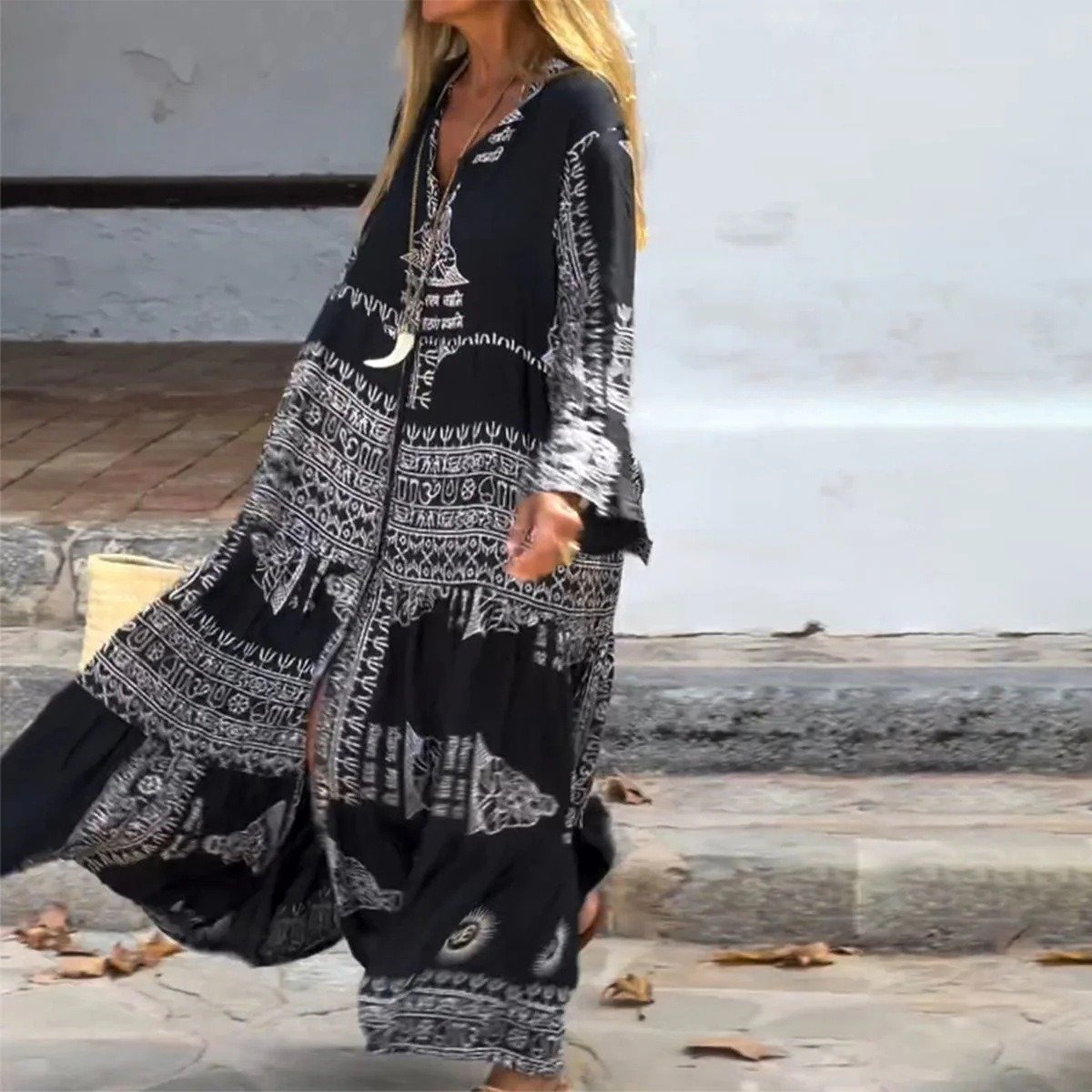 Bohemian Ethnic Print Vacation Dress