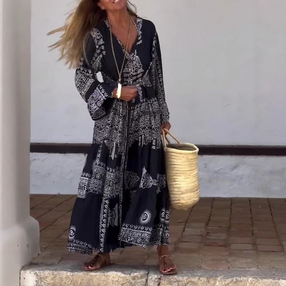 Bohemian Ethnic Print Vacation Dress