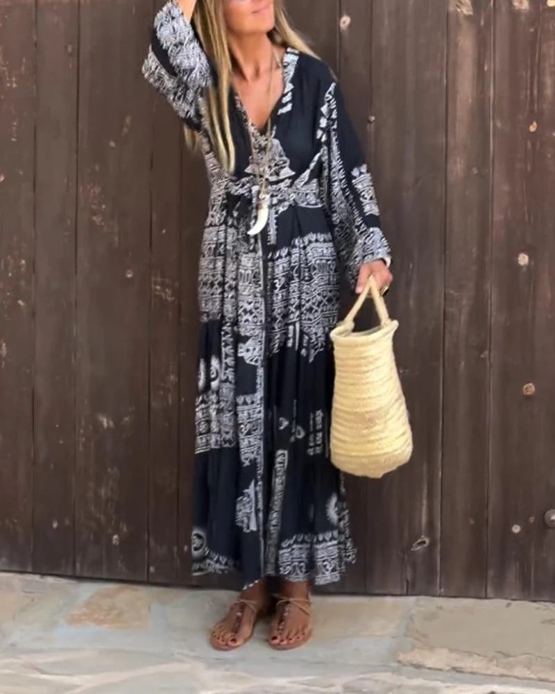 Bohemian Ethnic Print Vacation Dress