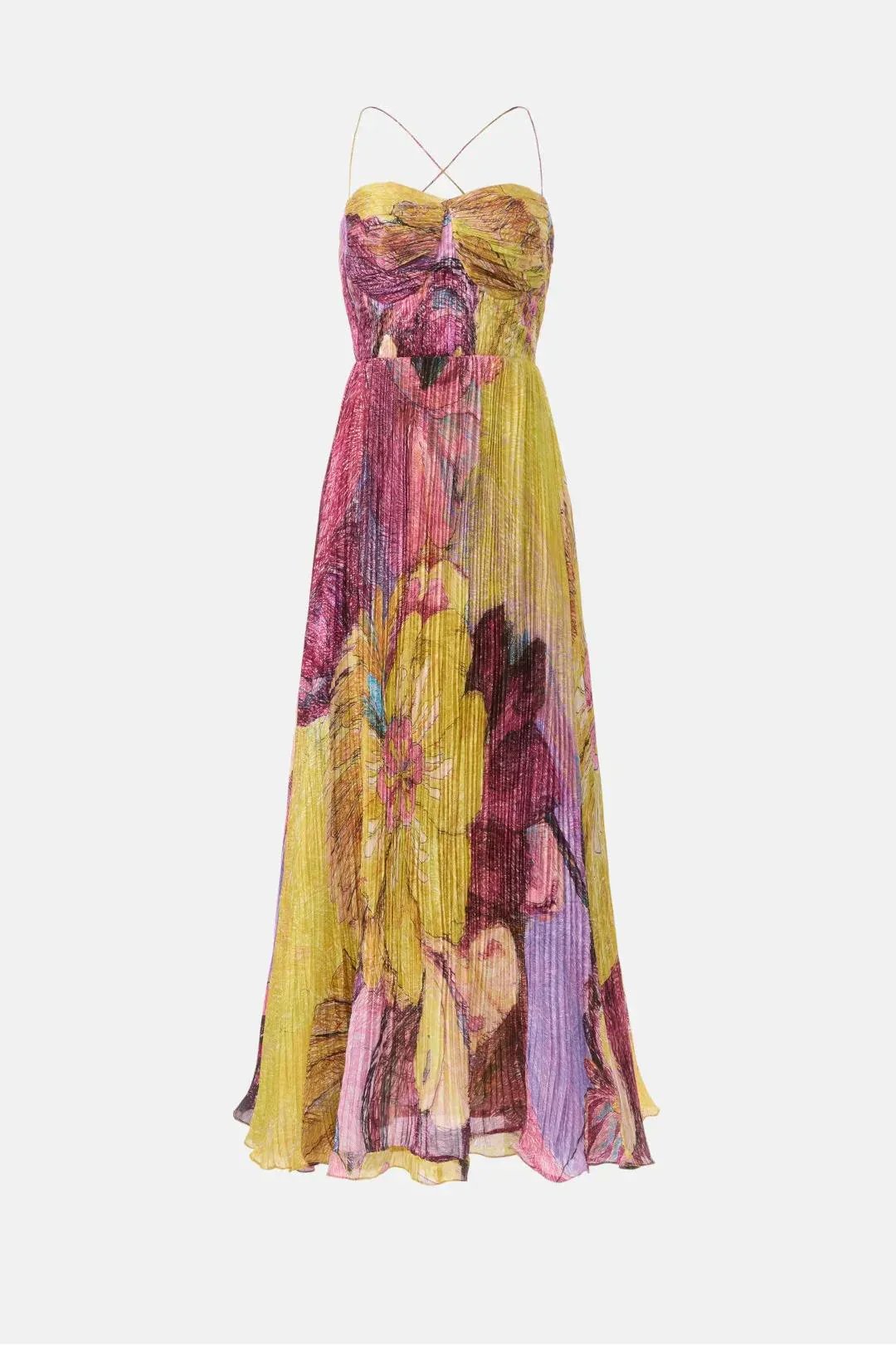 Alexine – Pleated Texture – Floral Maxi Dress