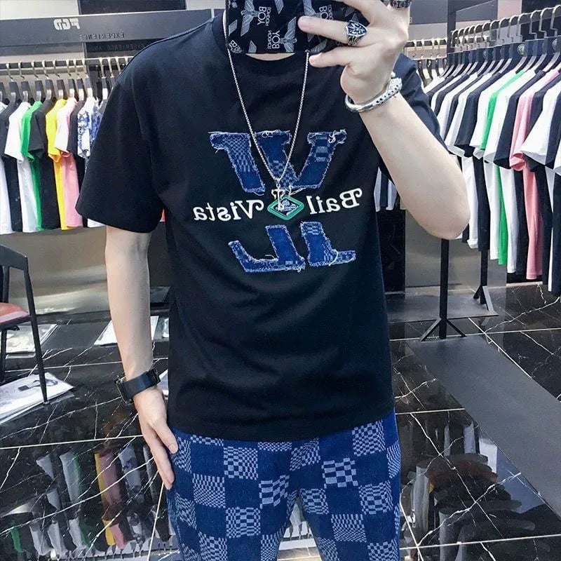 Men's casual wear set embroidered bear pattern