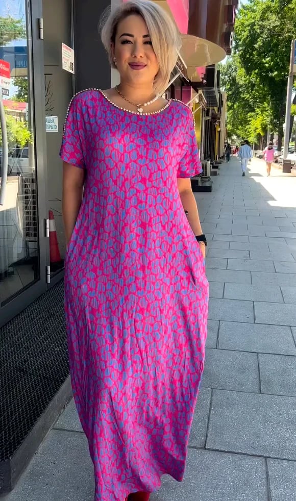 2025 Fashionable Print Chic Maxi Dress with Pockets