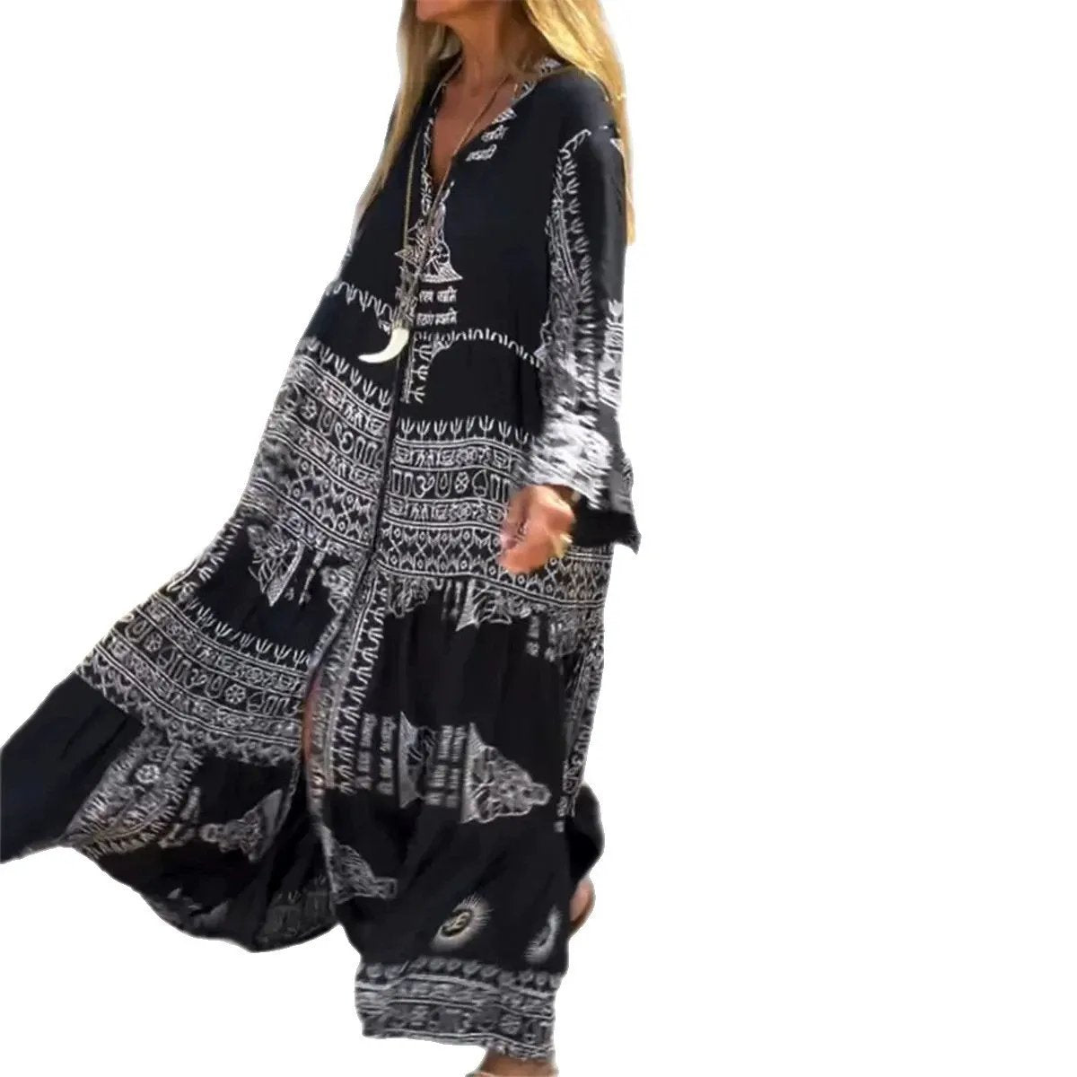 Bohemian Ethnic Print Vacation Dress