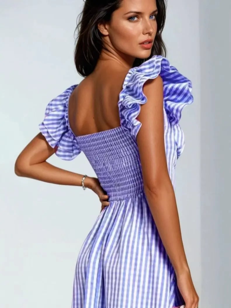 Maxi Dress with Checkered Pattern
